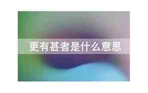 更有甚者是什么意思