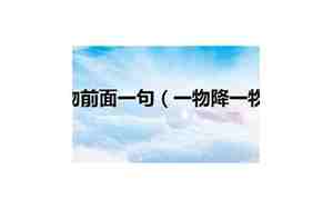 一物降一物前面一句是什么