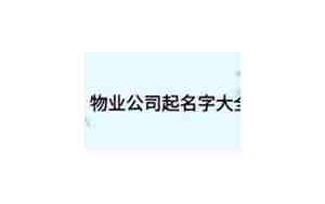 物业公司起名字参考书