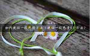 咋样挽回一段感情